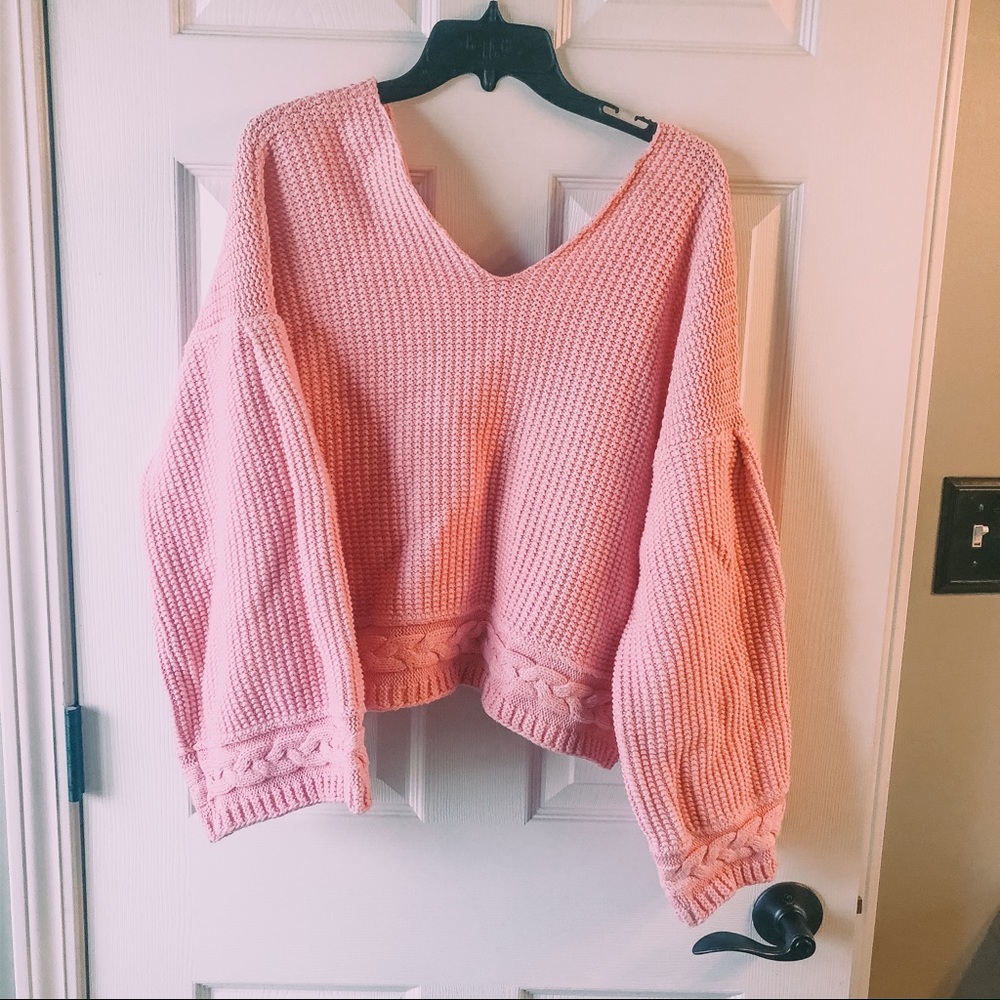Bell sleeve crop top sweater